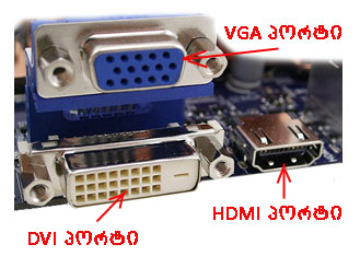 ვიდეო ადაპტერის პორტები - VGA, DVI, HDMI